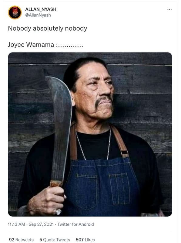 Allan_nyash allannyash nobody absolutely nobody joyce wamama 11.13 am sep 27, tw