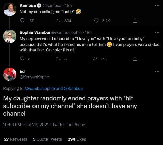 Kambua kambua 19h not my son calling me babe 137 0 304 0 3.2k sophie wambui wamb