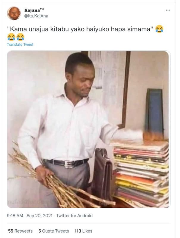 Kajana its kajana kama unajua kitabu yako haiyuko hapa simama translate tweet 9.