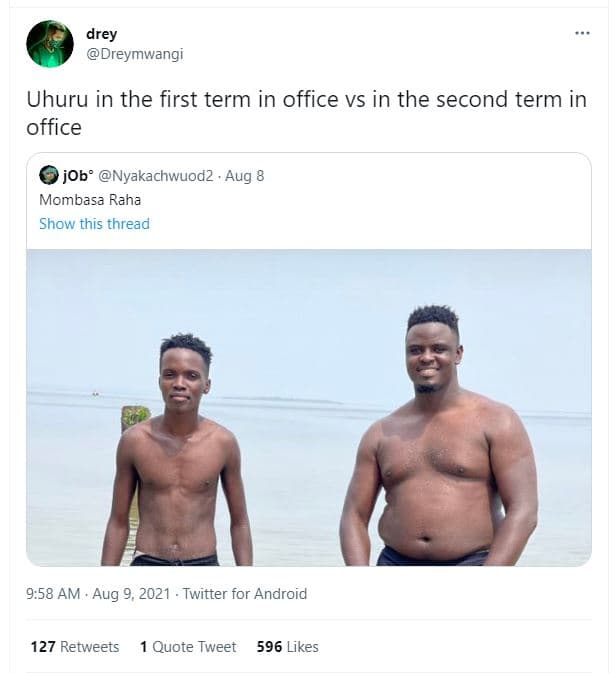 Drey dreymwangi uhuru in the first term in office vs in the second term in offic