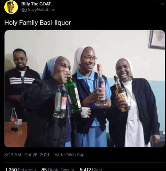 Billy the goat _crazynairobian holy family basiliquor 8.43 am oct 26, twitter we