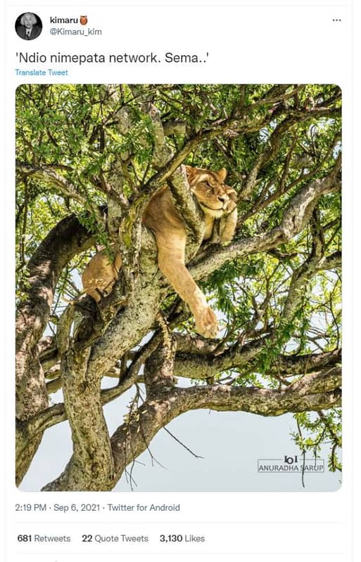 Kimaru kimaru_kim 'ndio nimepata network. sema translate tweet ll anuradha sarup