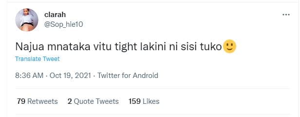 Clarah sop_hielo najua mnataka vitu tight lakini ni sisi tuko translate tweer 8.
