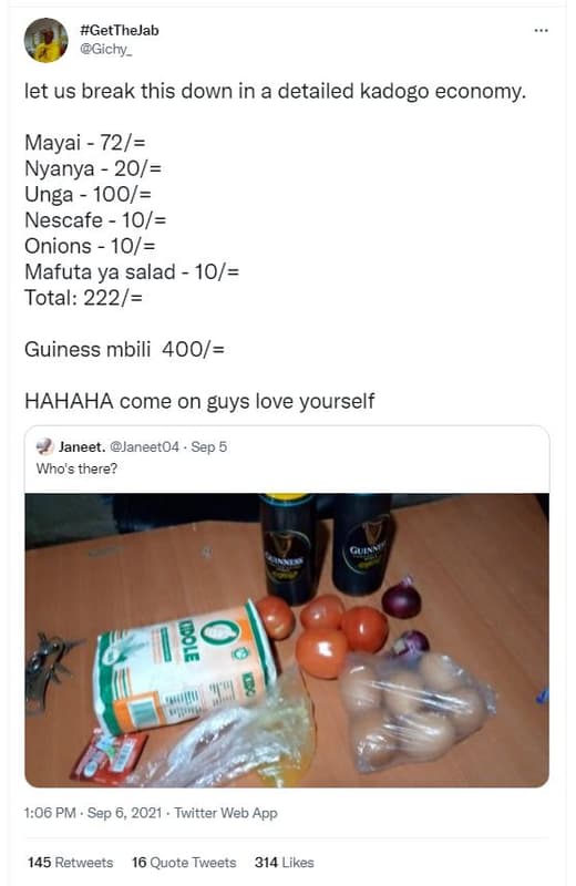 Getthejab gichy_ let us break this down in a detailed kadogo economy. mayai 72 n