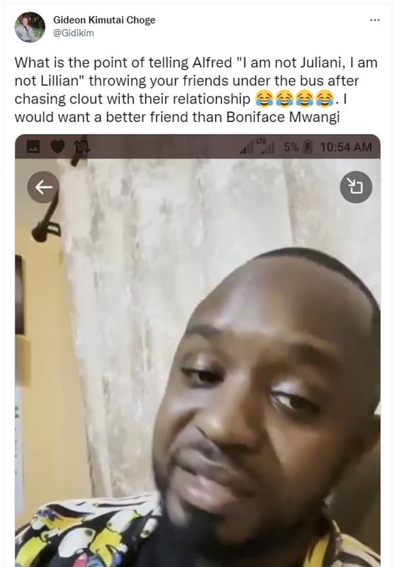 Gideon kimutai choge gidikim what is the point of telling alfred am not juliani,