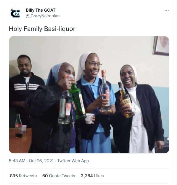 Billy the goat crazynairobian holy family basiliquor 8.43 am . oct 26, twitter w