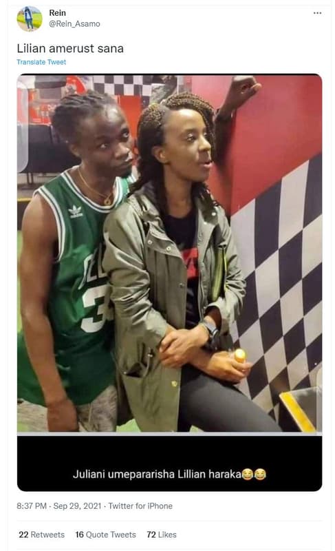 Rein rein_asamo lilian amerust sana translate tweer juliani umepararisha lillian