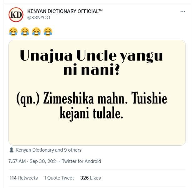 Kenyan dictionary officialtm kd k3nyoo unajua uncle yangu ni nani? qn zimeshika