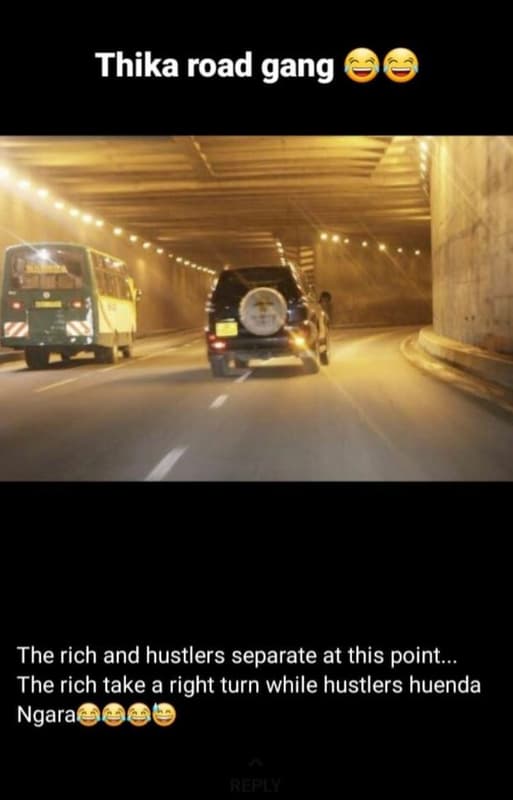 Thika road gang the rich and hustlers separate at this point. the rich take a ri