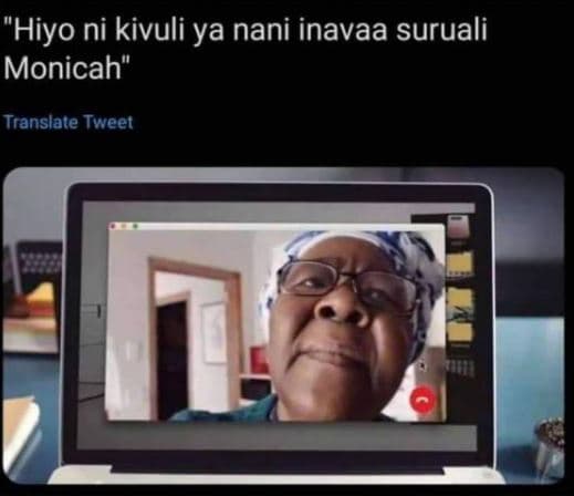 'hiyo ni kivuli ya nani inavaa suruali monicah translate tweet