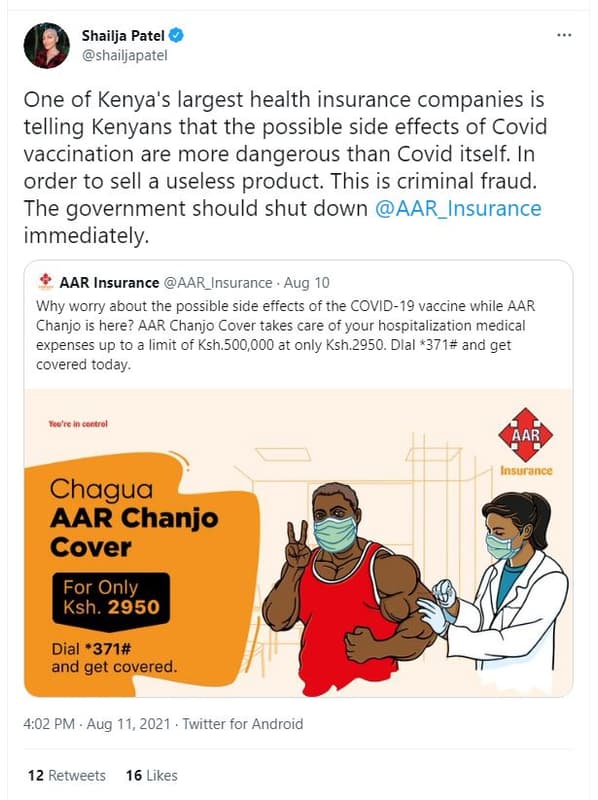 Shailja patel shailjapatel one of kenya's largest health insurance companies is