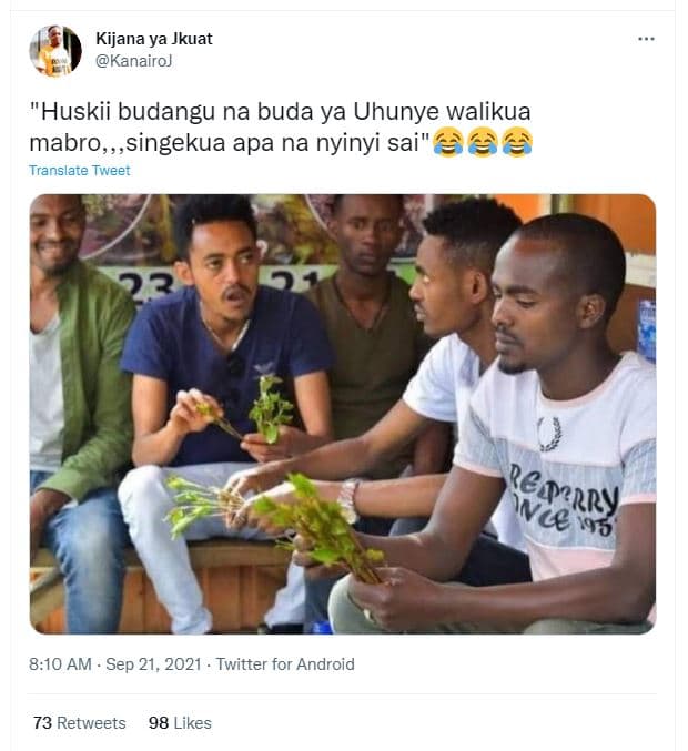 Kijana ya jkuat kanairoj huskii budangu na buda ya uhunye walikua mabro,,,singek