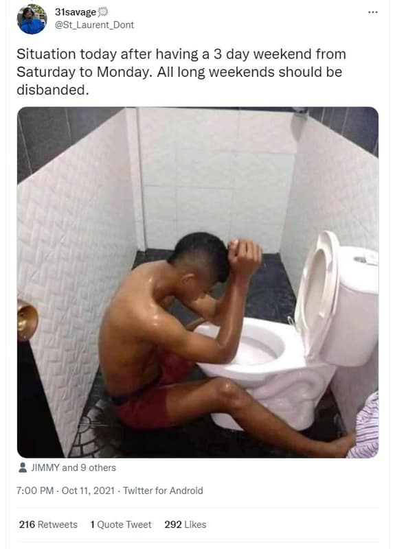 31savage st_ aurent_dont situation today after having a 3 day weekend from satur