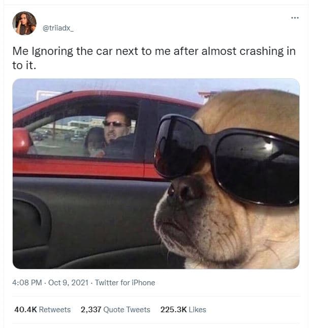 Triiadx me ignoring the car next to me after almost crashing in to it. 4.08 pm .