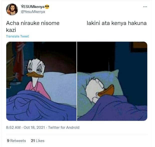 Yesumkenya yesumkenya acha nirauke nisome kazi translate tweet lakini ata kenya