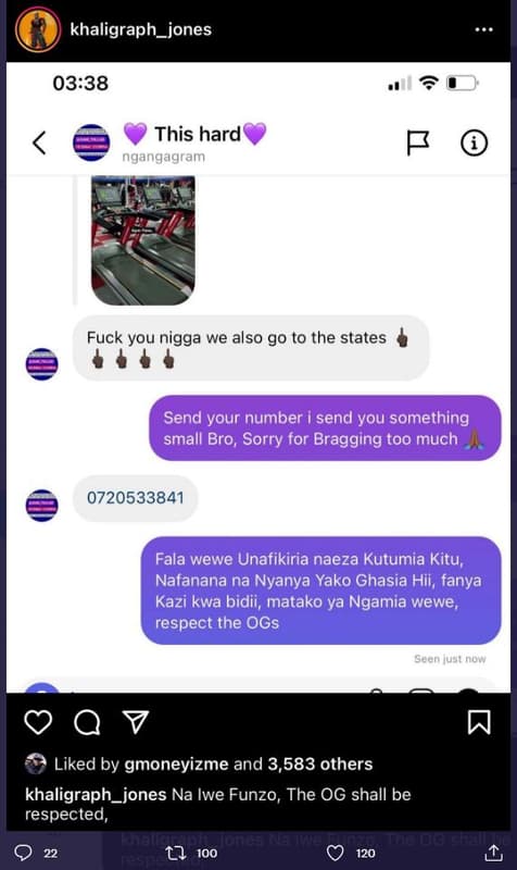 Khaligraph_jones 0338 this hard ngangagram f fuck you nigga we also g0 to the st