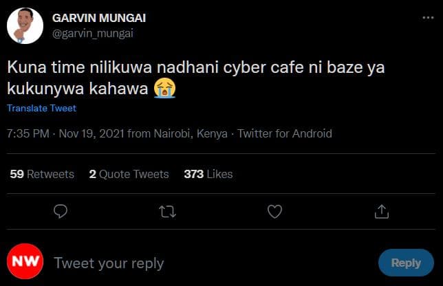 Garvin mungai garvin_mungai kuna time nilikuwa nadhani cyber cafe ni baze ya kuk