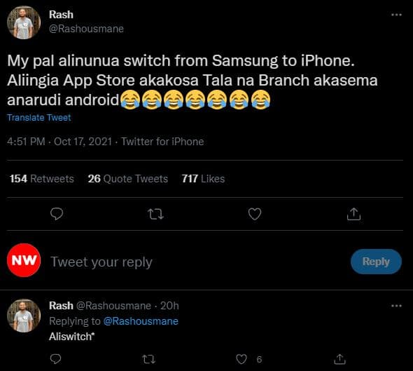 Rash rashousmane my pal alinunua switch from samsung to iphone. aliingia app sto