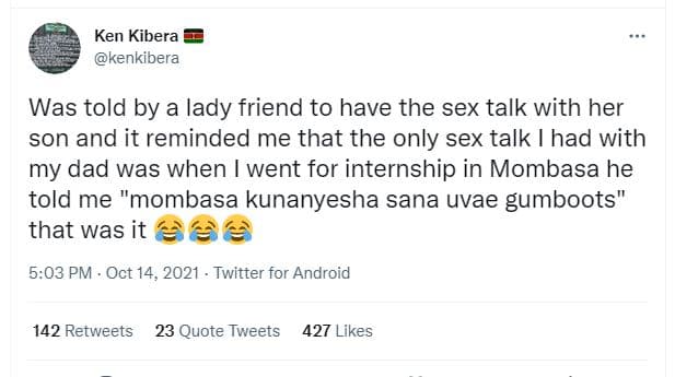 Ken kibera kenkibera was told by a lady friend to have the sex talk with her son