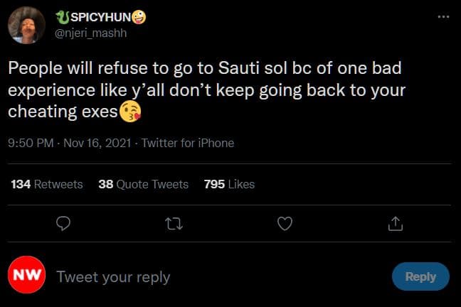 Uspicyhun njeri_mashh people will refuse to g0 to sauti sol bc of one bad experi