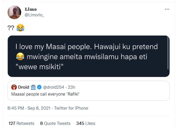 Limo limorio _ ?? love my masai people. hawajui ku pretend mwingine ameita mwisi