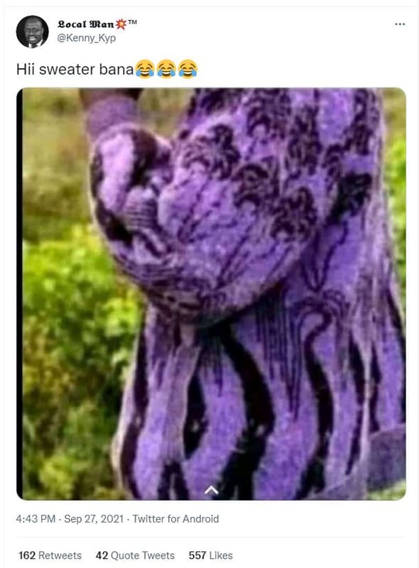 Bocal ołan kenny_kyp hii sweater bana ee4 4.43 pm sep 27, twitter for android 16