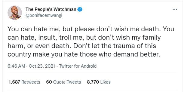 The people's watchman bonitacemwangi you can hate me, but please don't wish me d