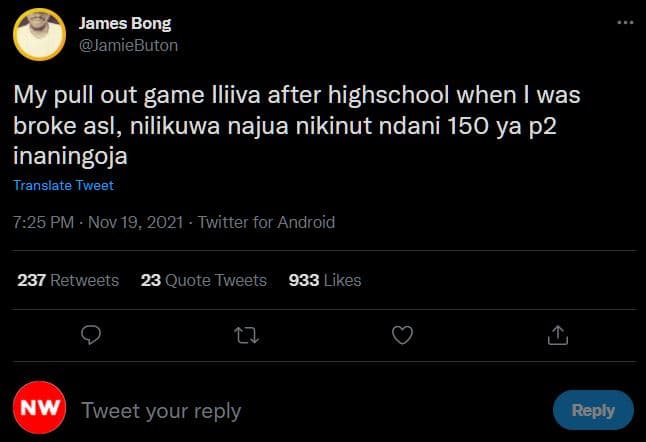 James bong jamiebuton my pull out game iliiva after highschool when was broke as