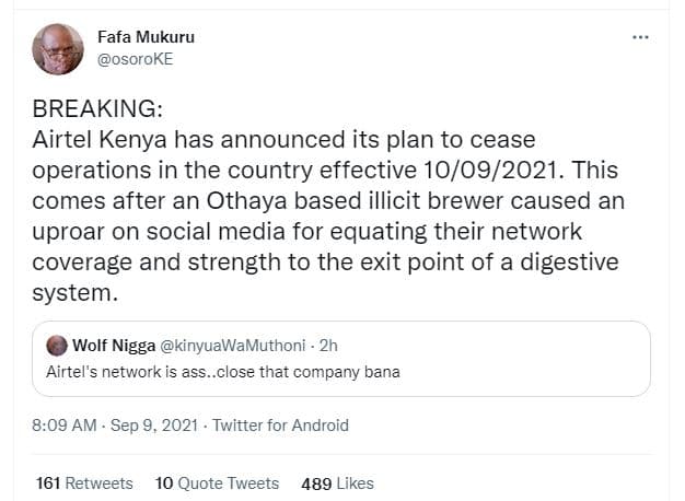 Fafa mukuru osoroke breaking airtel kenya has announced its plan to cease operat