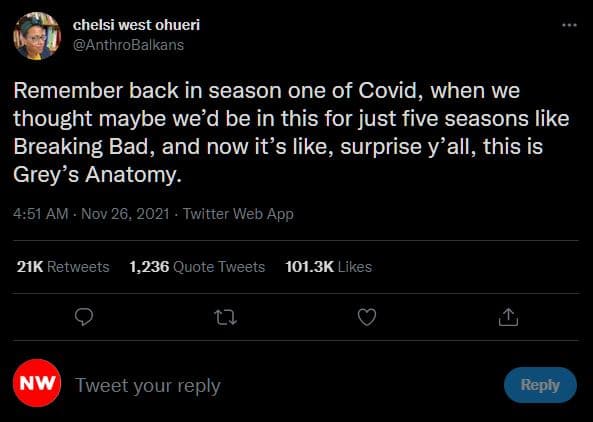 Chelsi west ohueri anthrobalkans remember back in season one of covid when we th