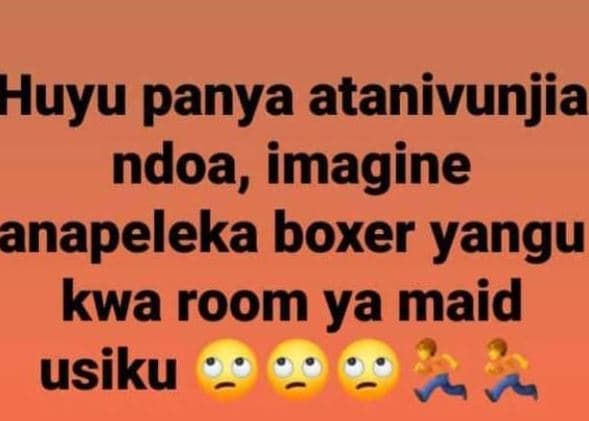 Huyu panya atanivunjia ndoa, imagine anapeleka boxer yangu kwa room ya maid usik