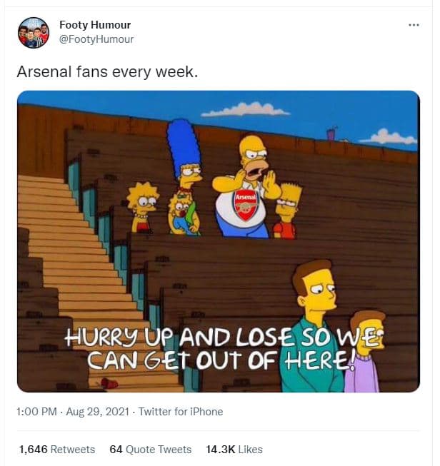 Footy humour footyhumour arsenal fans every week hurry up and lose sowe canget o