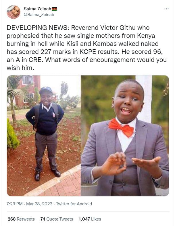 Salma zeinab salma_zeinab developing news reverend victor githu who prophesied t