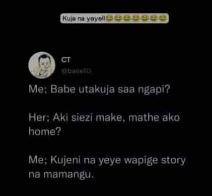 Kuja yoyoi ct rlicineiiis me babe utakuja saa ngapí? her aki siezi make, mathe a