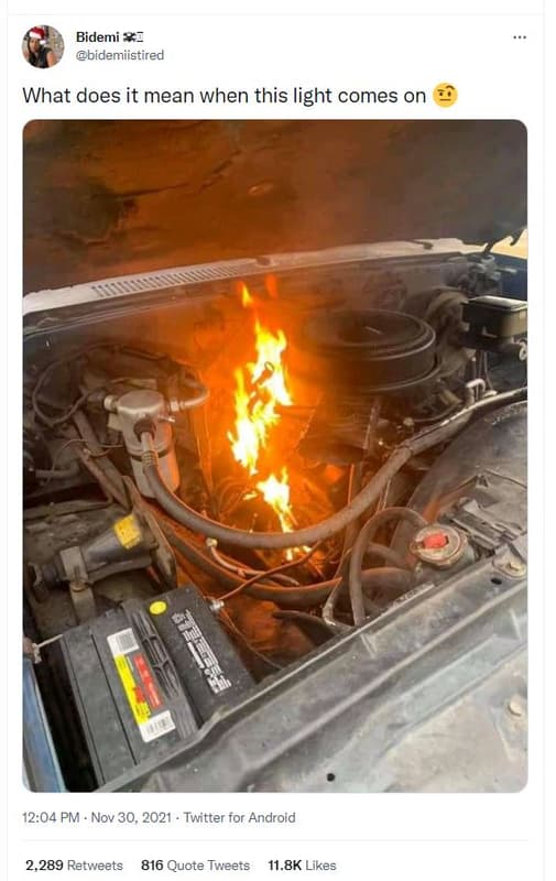 Bidemi bidemiistired what does it mean when this light comes on 12.04 pm nov 30,