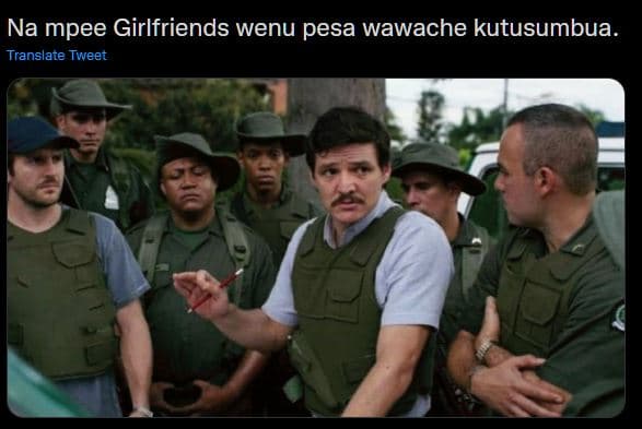 Na mpee girlfriends wenu pesa wawache kutusumbua translate tweet