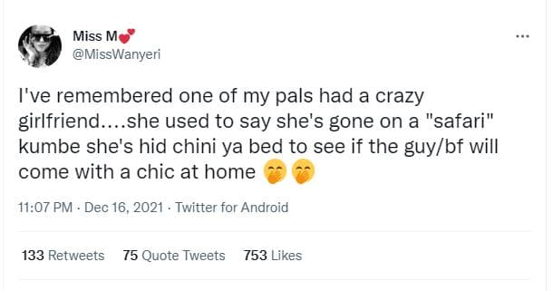 Miss m misswanyeri i've remembered one of my pals had a crazy girlfriend... she