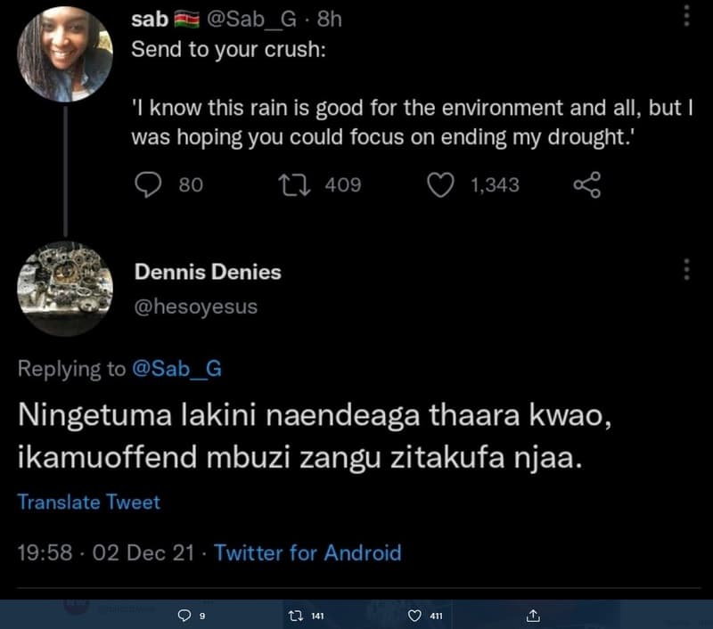 Sab sab g 8h send to your crush 'know this rain is good for the environment and