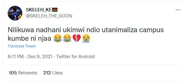 Skeleh_ke skeleh_the_goon nilikuwa nadhani ukimwi ndio utanimaliza campus kumbe