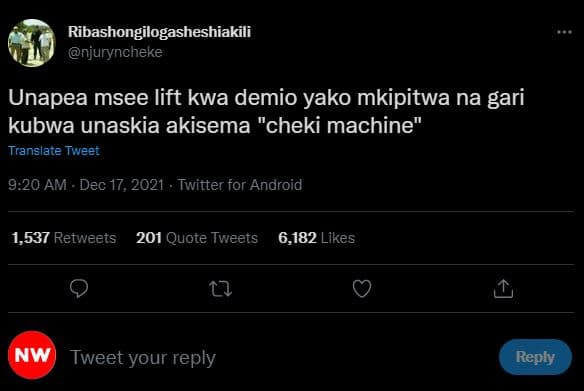 Ribashongilogasheshiakili njuryncheke unapea msee lift kwa demio yako mkipitwa n