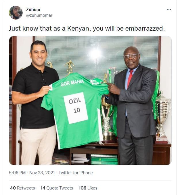 Zuhum zuhumomar just know that as a kenyan, you will be embarrazzed ozil 10 5.06