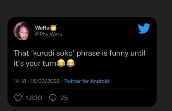 Weru phy weru that 'kurudi soko' phrase is funny until it's your turn 14.18 . 15