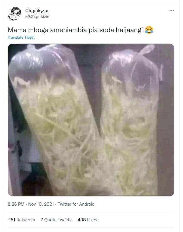 Chipükizje chipukizie mama mboga ameniambia pia soda haijaangi translate tweet 8