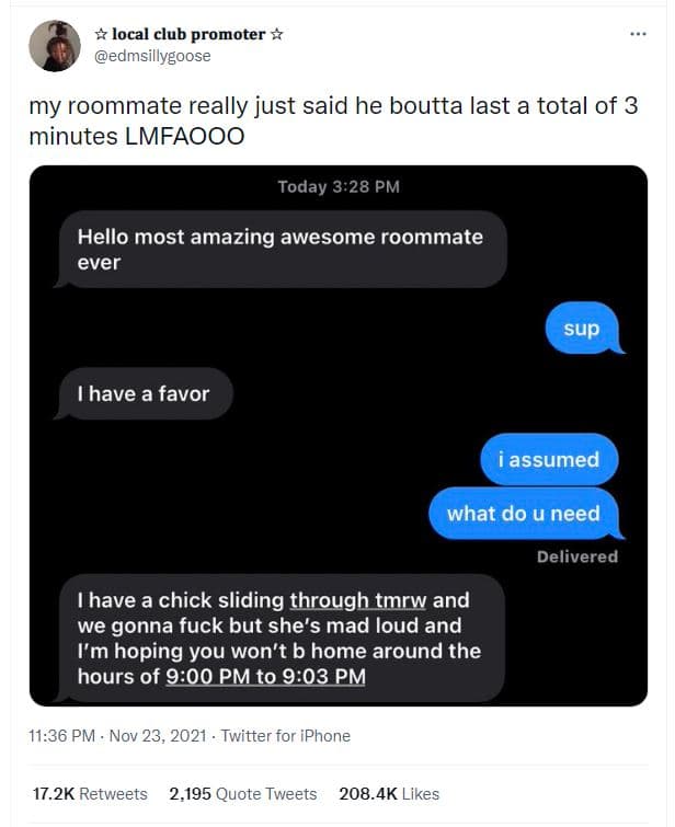 7 local club promoter edmsillygoose my roommate really just said he boutta last