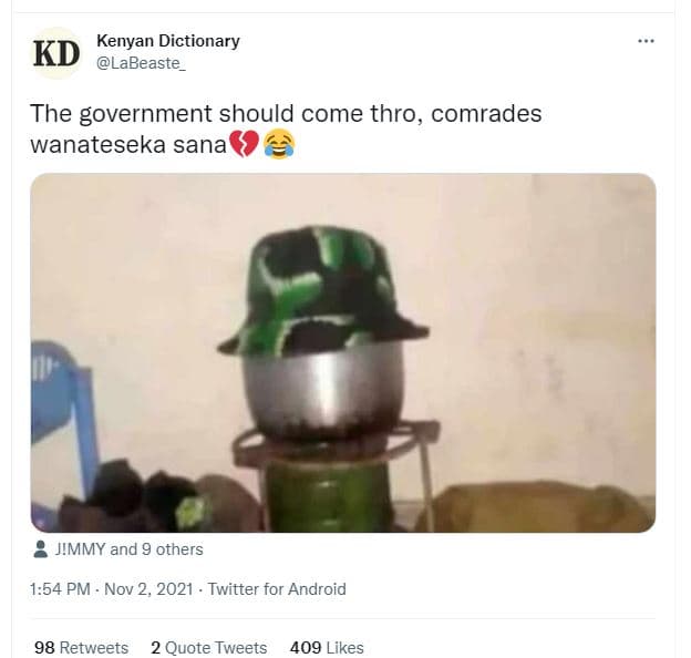 Kenyan dictionary kd labeaste the government should come thro comrades wanatesek