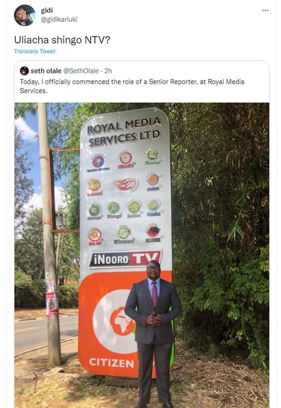 Gidi gidikariuki uliacha shingo ntv? translate tweer seth olale setholale today.