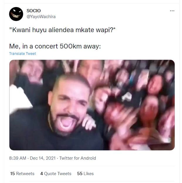 Socio yayowachira kwani huyu aliendea mkate wapi? me, in a concert 5ookm away tr