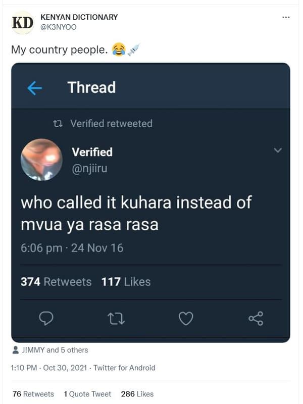 Kenyan dictionary kd k3nyoo my country people thread tl verified retweeted verif