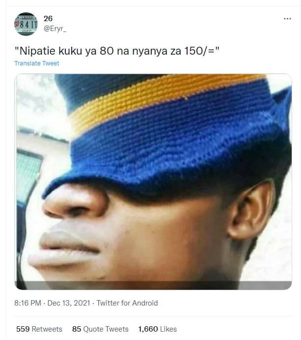 26 eryr _ 8 4 nipatie kuku ya 80 na nyanya za 150 translate tweet 8.16 pm dec 13