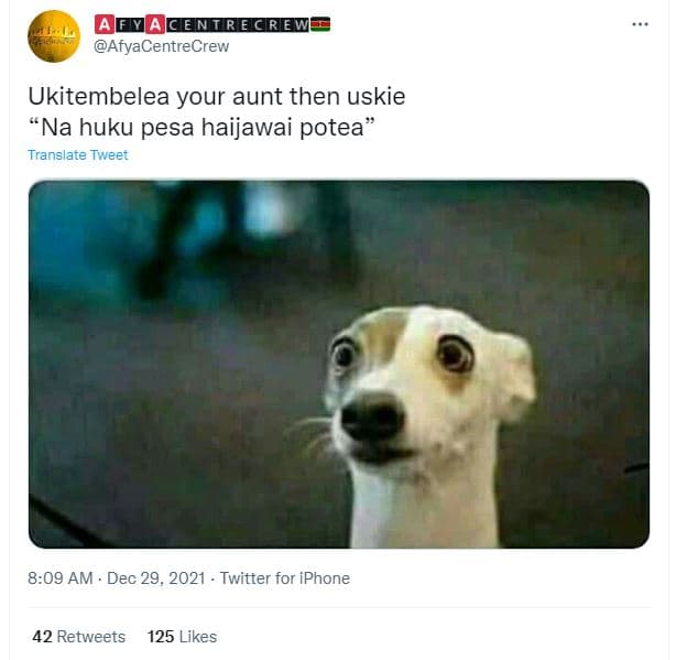 Emreorew afyacentrecrew ukitembelea your aunt then uskie 'na huku pesa haijawai